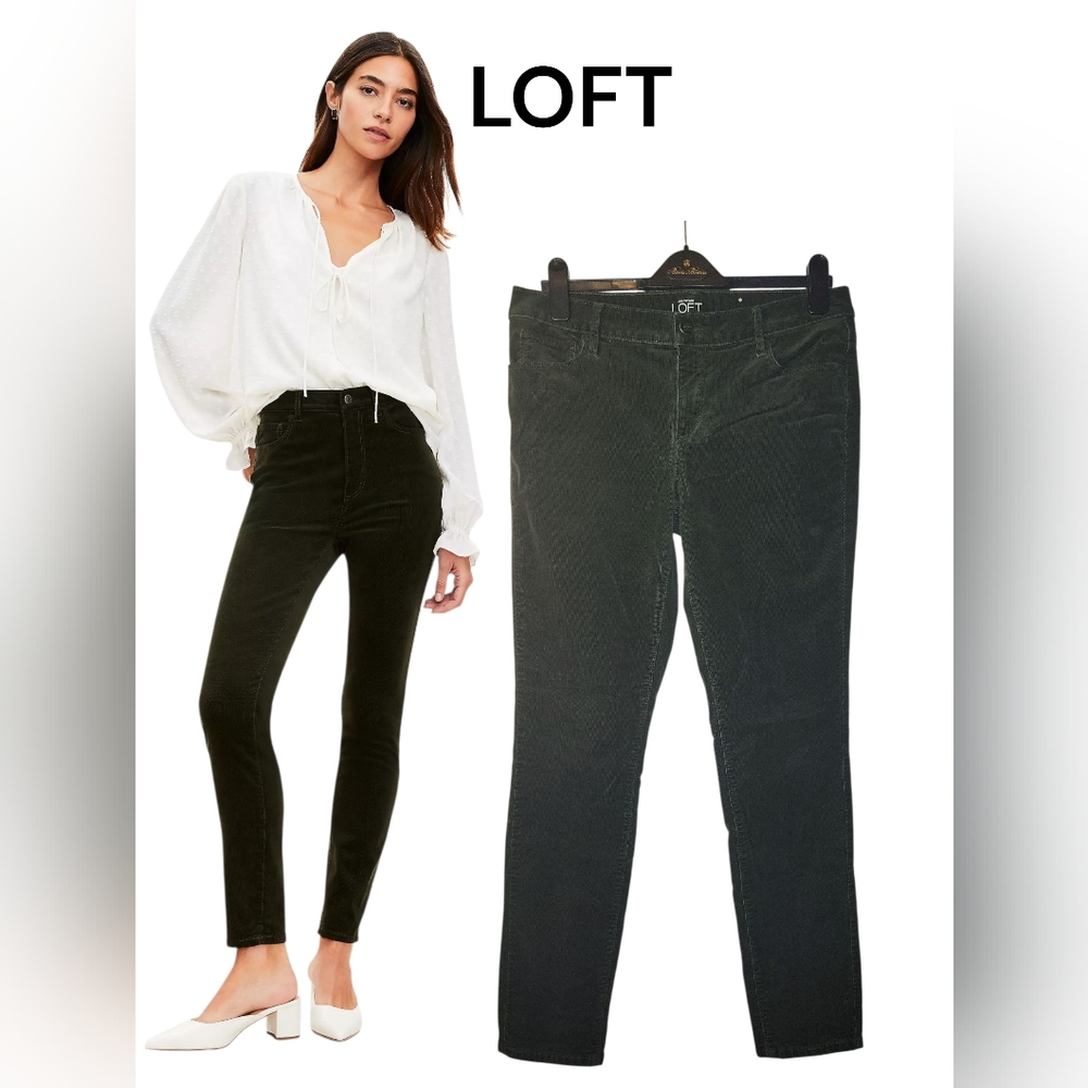 Ann Taylor LOFT Modern Skinny Corduroy Pants, 10, Dark Green, EUC